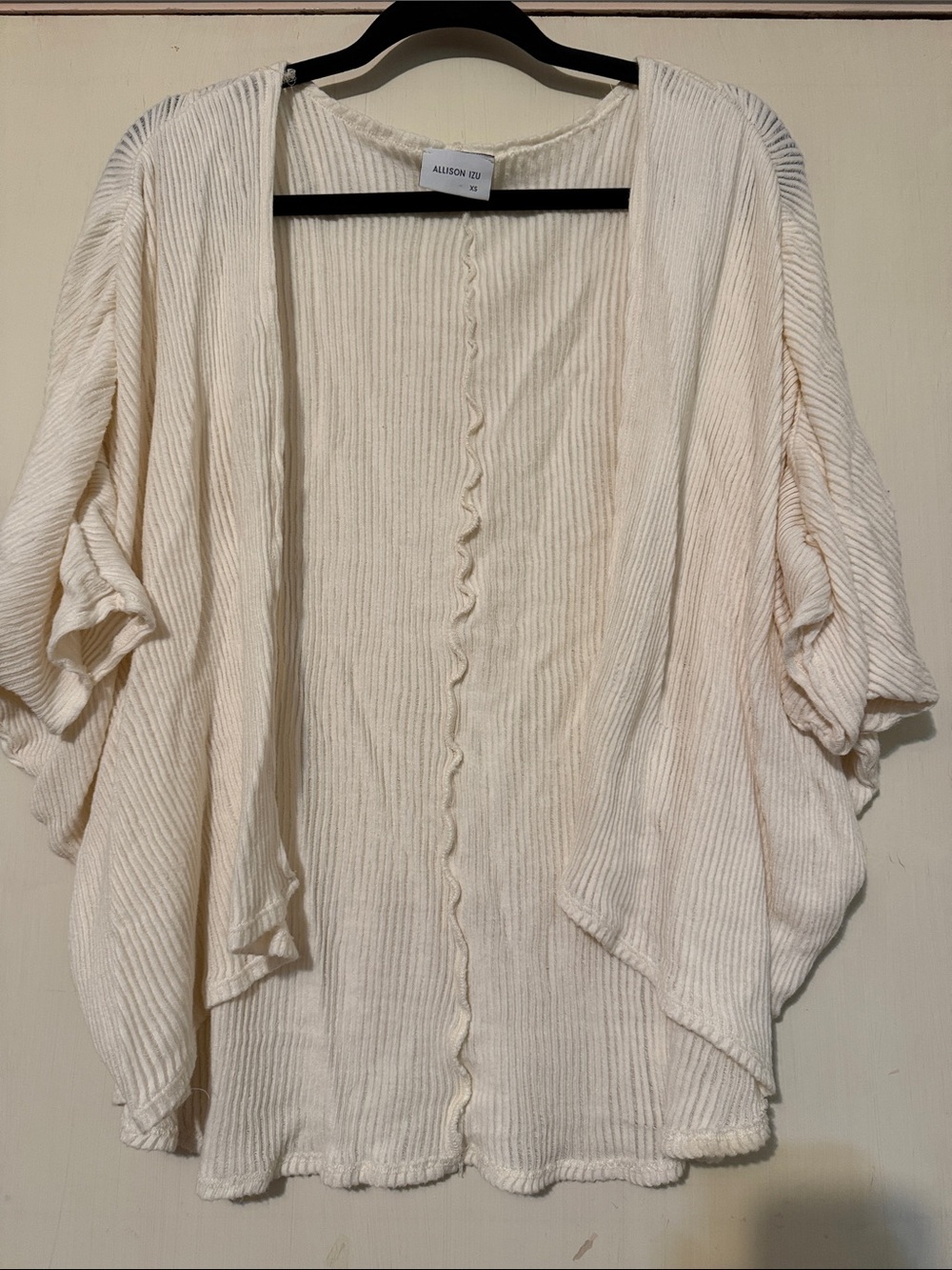 Allison Izu Hawaii Cream Ribbed Open-Front Women's Sweater Cardigan
